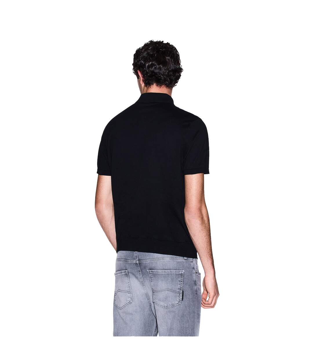 Mens Knitted Polo Shirt Black Armani Exchange-2