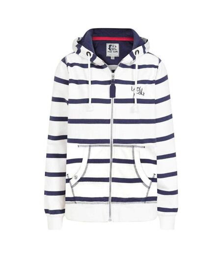 Womens/ladies Striped Full Zip Hoodie Twilight Lazy Jacks