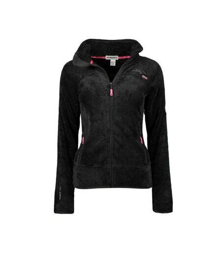 Womens/ladies Upaline Fleece Hoodie Black Geographical Norway