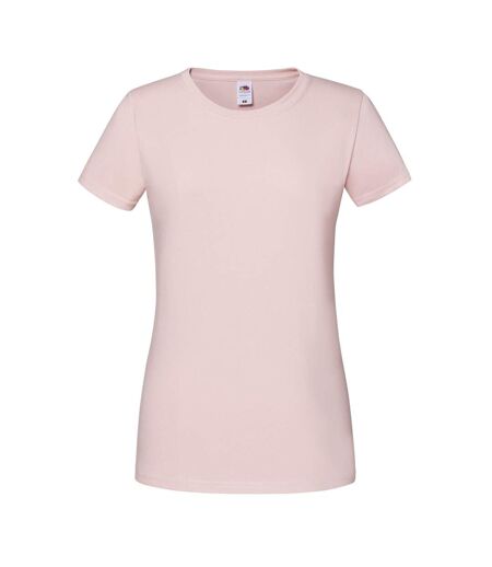Womens/ladies Iconic 195 Premium Ringspun Cotton T-shirt Powder Rose Fruit Of The Loom