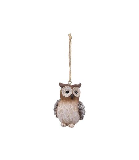 Paris Prix - Sujet De Noël Hibou marron Glacé 7cm Naturel