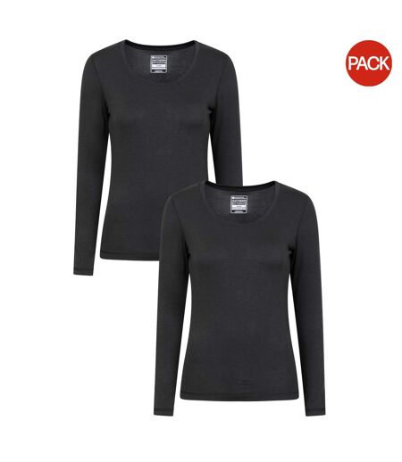 Pack Of 2  Womens/ladies Keep The Heat Round Neck Thermal Top  Black Mountain Warehouse