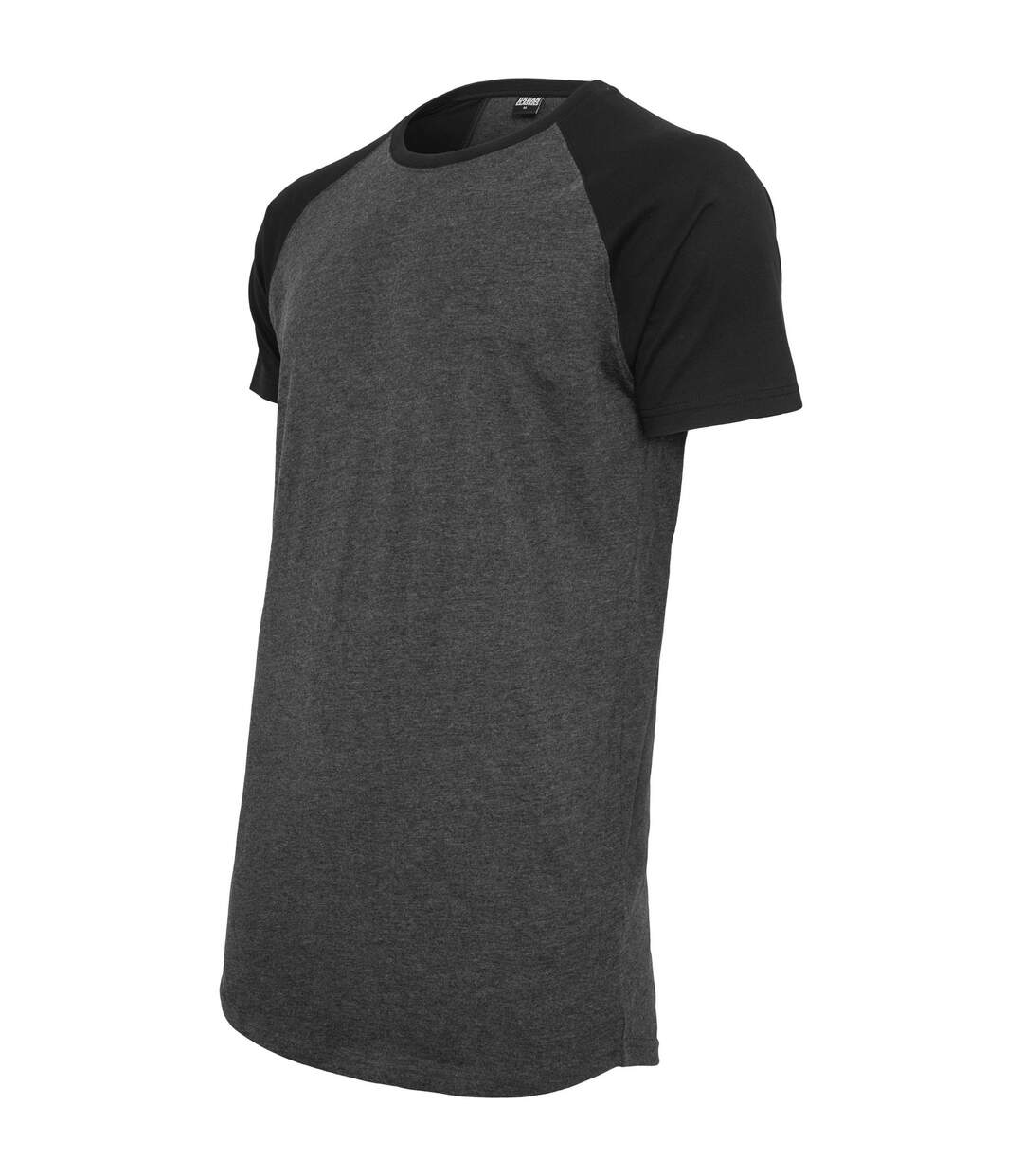 Mens Long Length Shaped Raglan T-shirt Charcoal Black Urban Classics-3