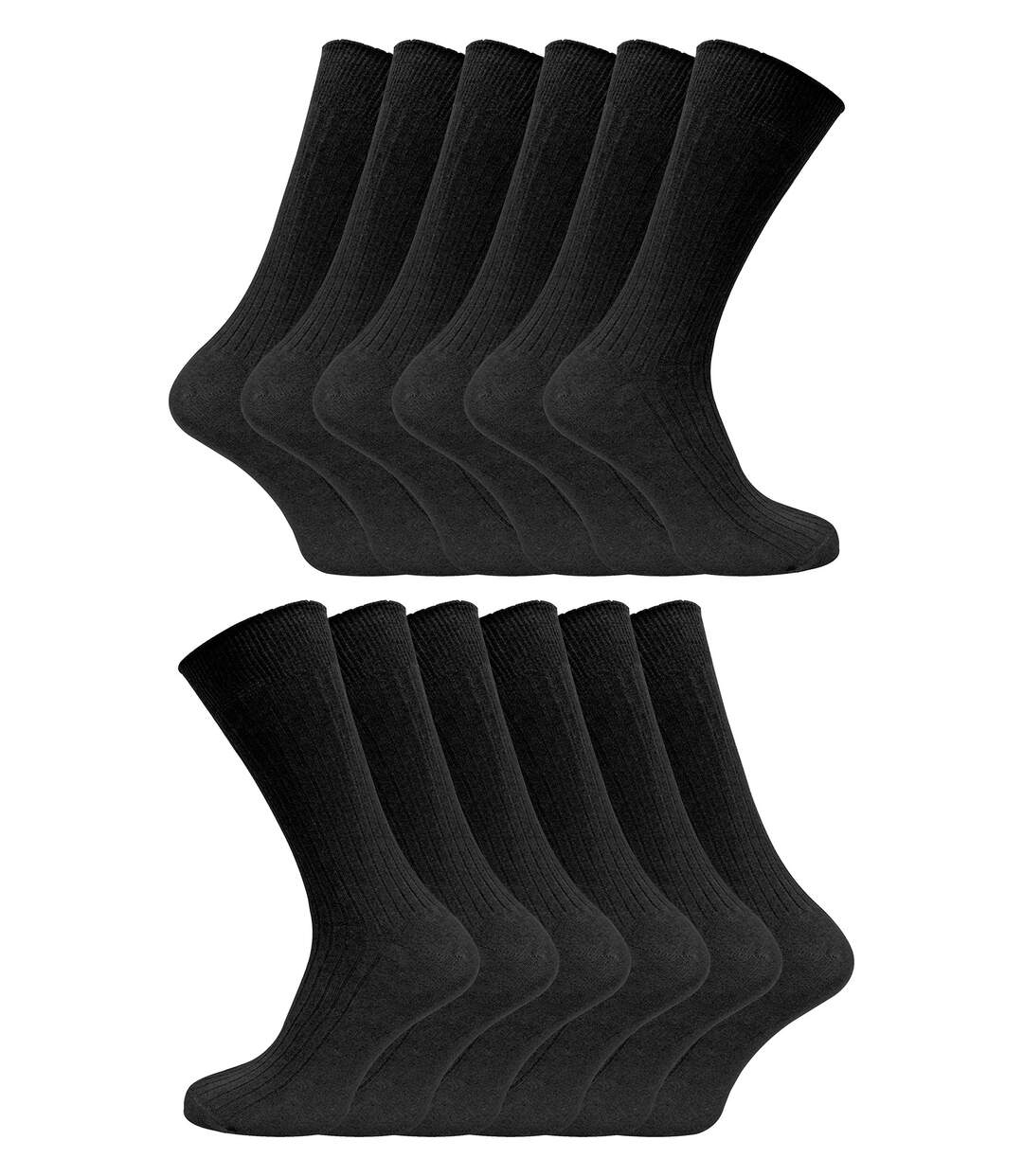 12 Pair Multipack Mens 100% Cotton Socks | Sock Snob | Ribbed Dress Socks | Size 6-11 & 11-14-1