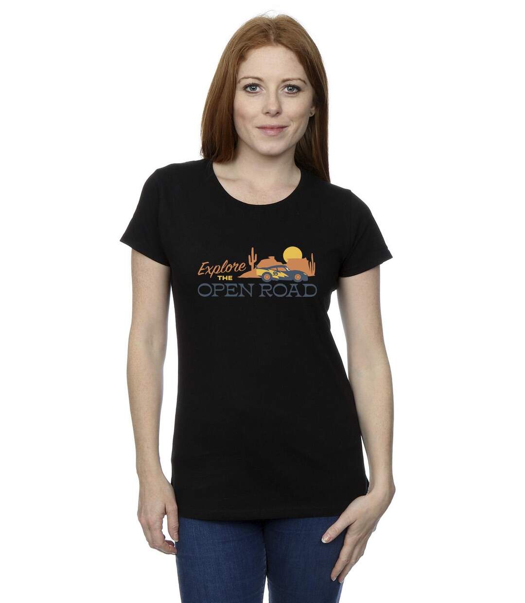 Disney - T-shirt CARS EXPLORE THE OPEN ROAD - Femme (Noir) - UTBI13990-2