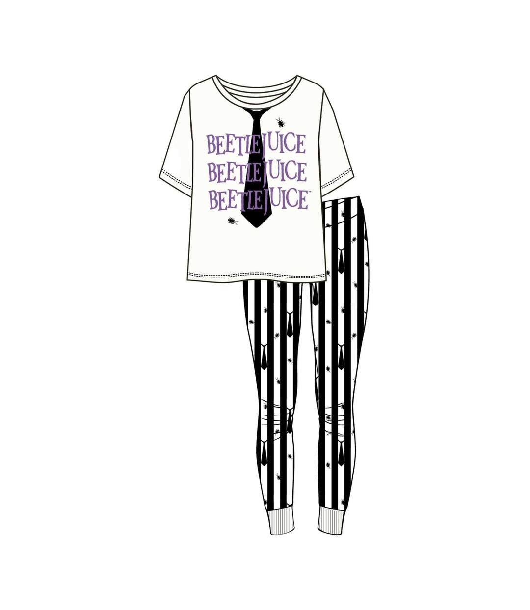Ensemble De Pyjama Femme Blanc Noir Beetlejuice-2