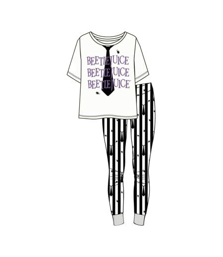 Ensemble De Pyjama Femme Blanc Noir Beetlejuice