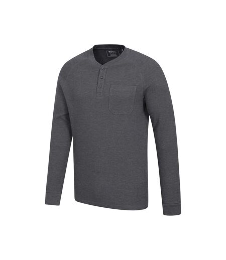 Mens Selby Waffle Henley T-shirt Charcoal Mountain Warehouse