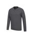 Mens Selby Waffle Henley T-shirt Charcoal Mountain Warehouse-4