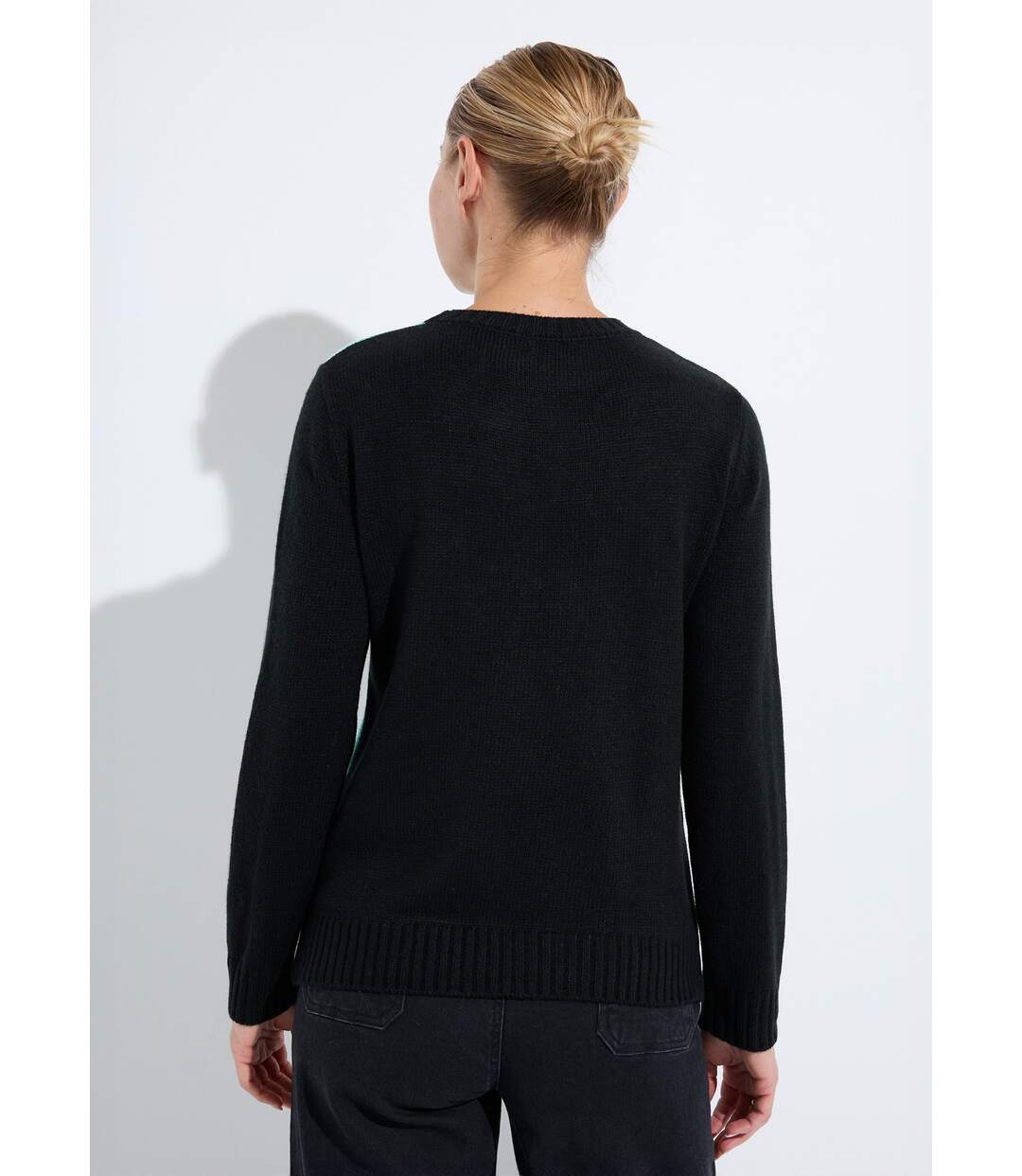 Pull chaud col rond jacquard graphique-2