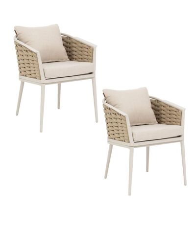 Lot de 2 fauteuils de jardin en aluminium et maille YCONIA - Beige et argile