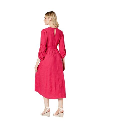 Womens/ladies textured jersey belt midi dress pink Principles