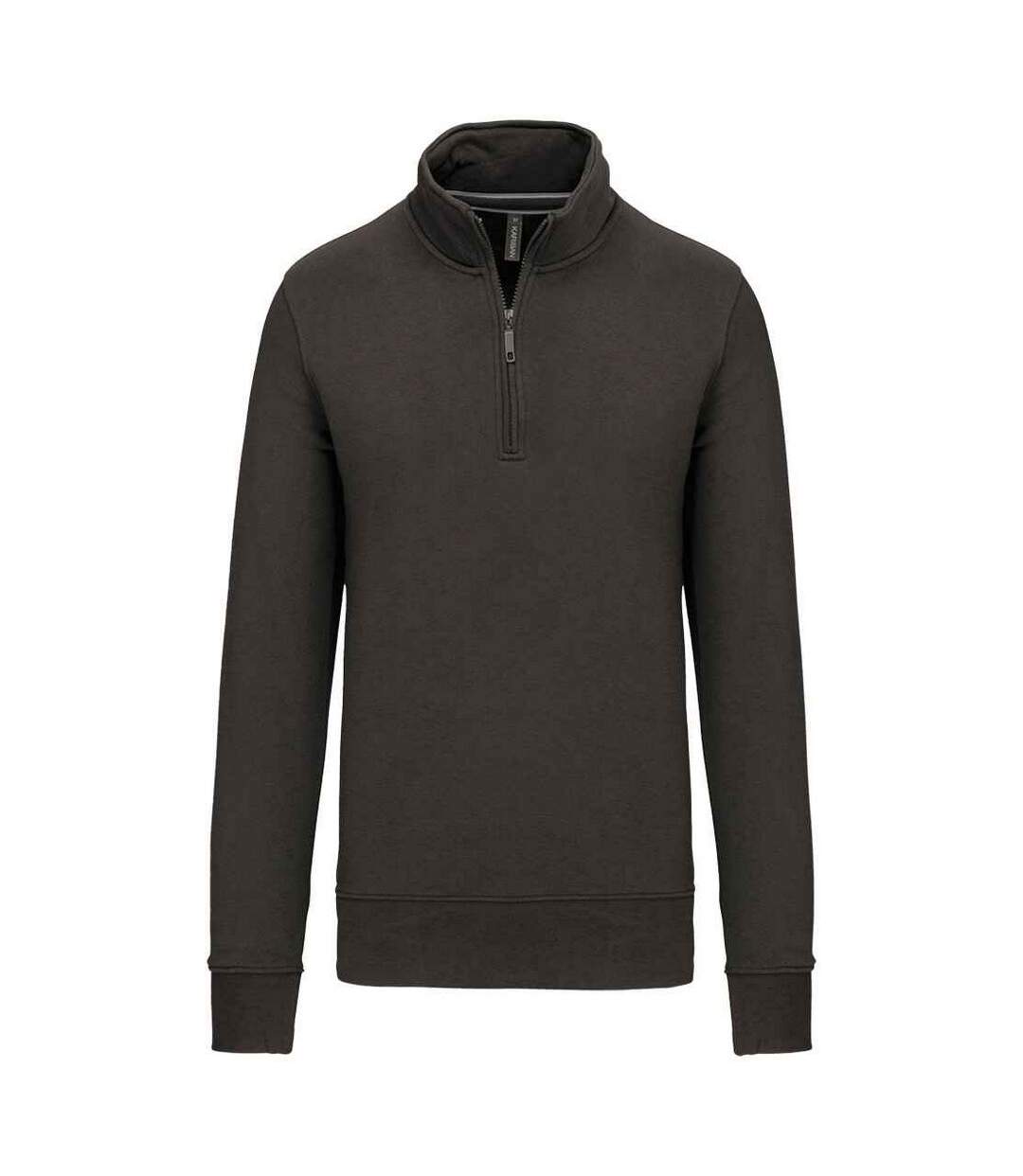 Mens zip neck sweatshirt dark grey Kariban