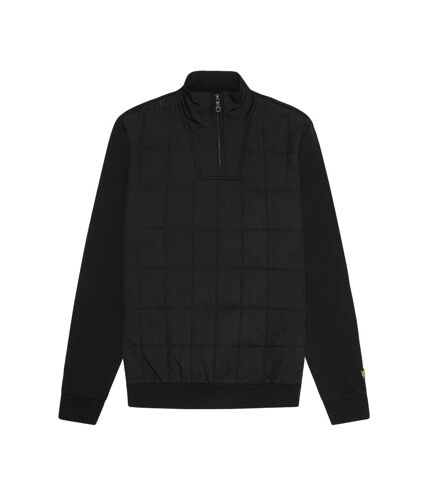 Mens hybrid quilted quarter zip sweatshirt jet black Lyle & Scott