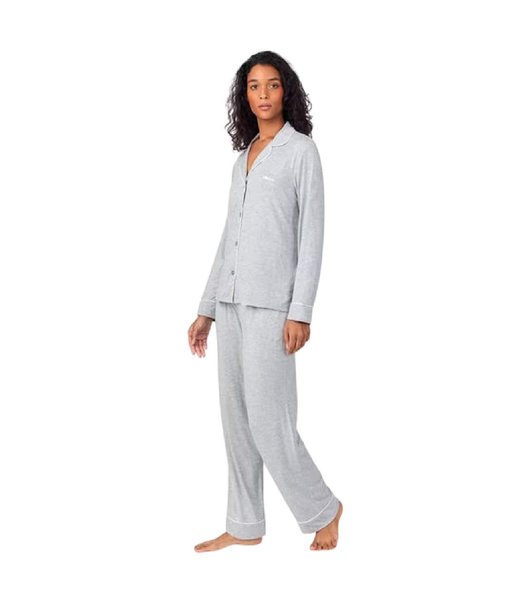 Ensemble De Pyjama Long Motif/style Passepoil Contrasté Femme Gris DKNY-4