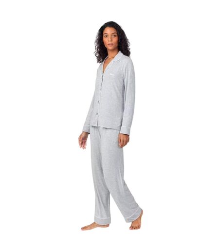 Ensemble De Pyjama Long Motif/style Passepoil Contrasté Femme Gris DKNY
