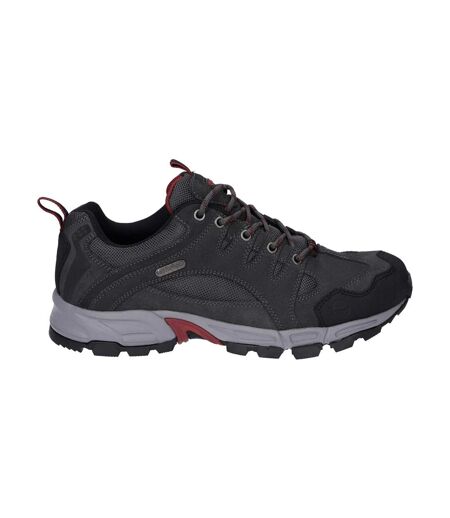 Mens Auckland Lite Suede Walking Shoes Graphite Grey Dark Red Hi-Tec