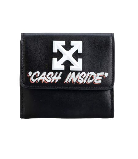 Cash Inside Jitney French Leather Wallet One Size Black Off White