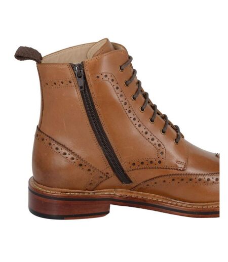 Mens Leather Ankle Boots Tan Woodland