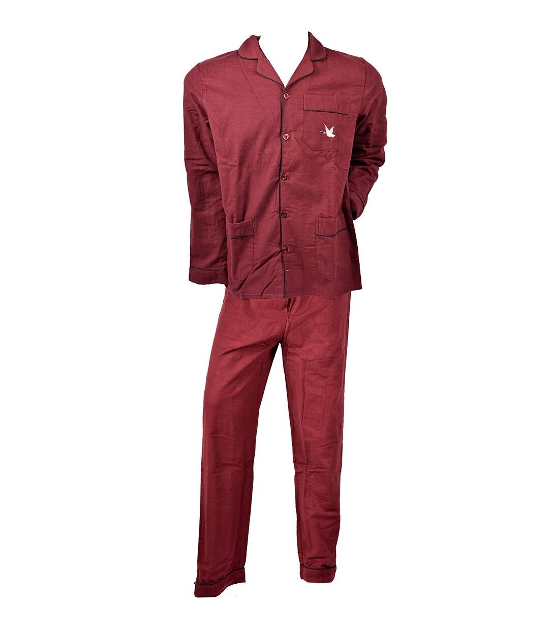 Pyjama Homme Long CHEVIGNON Boutonné PACEY Bordeaux-1