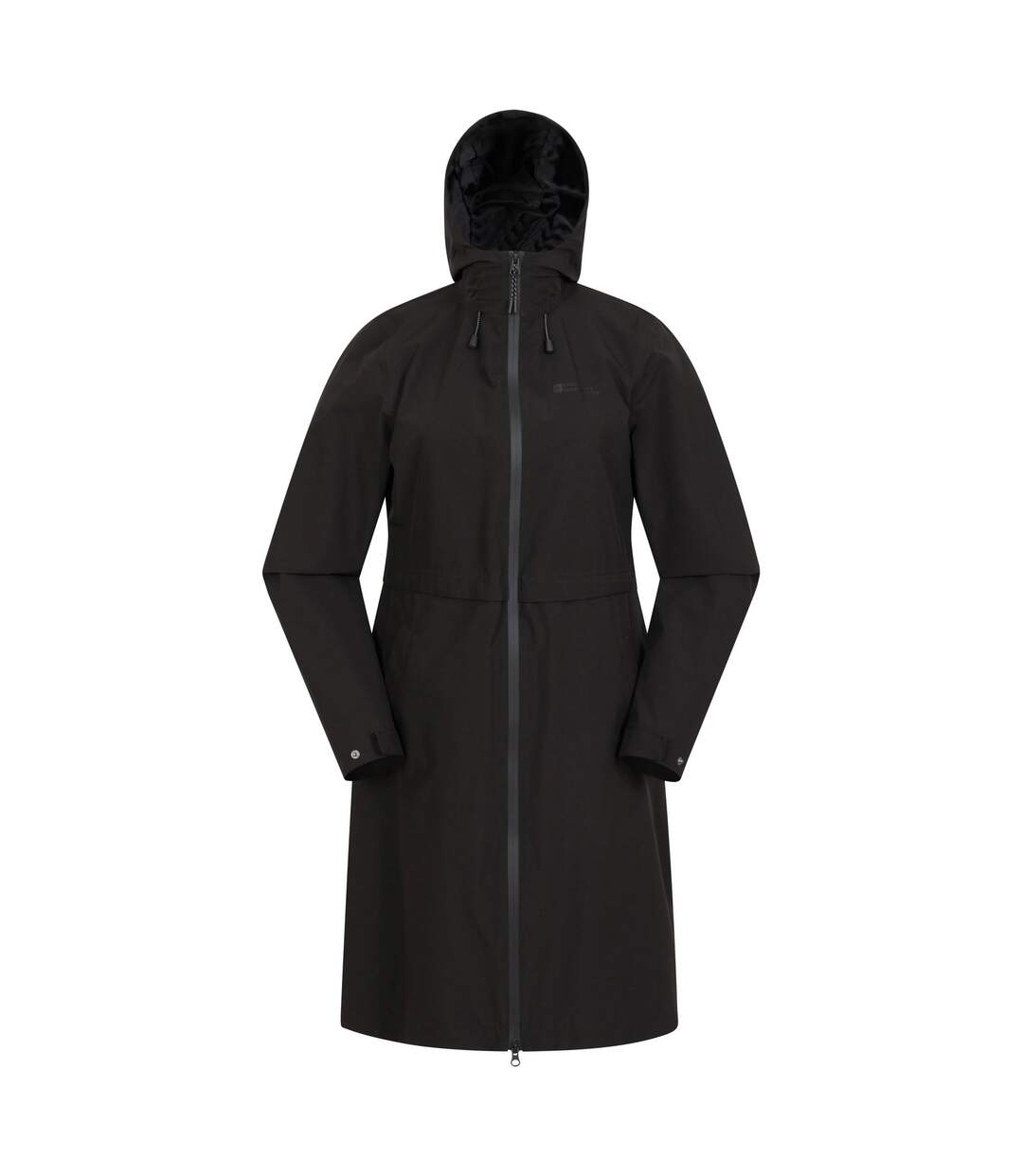 Womens/ladies hilltop extra long waterproof jacket black Mountain Warehouse-1