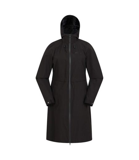 Womens/ladies hilltop extra long waterproof jacket black Mountain Warehouse