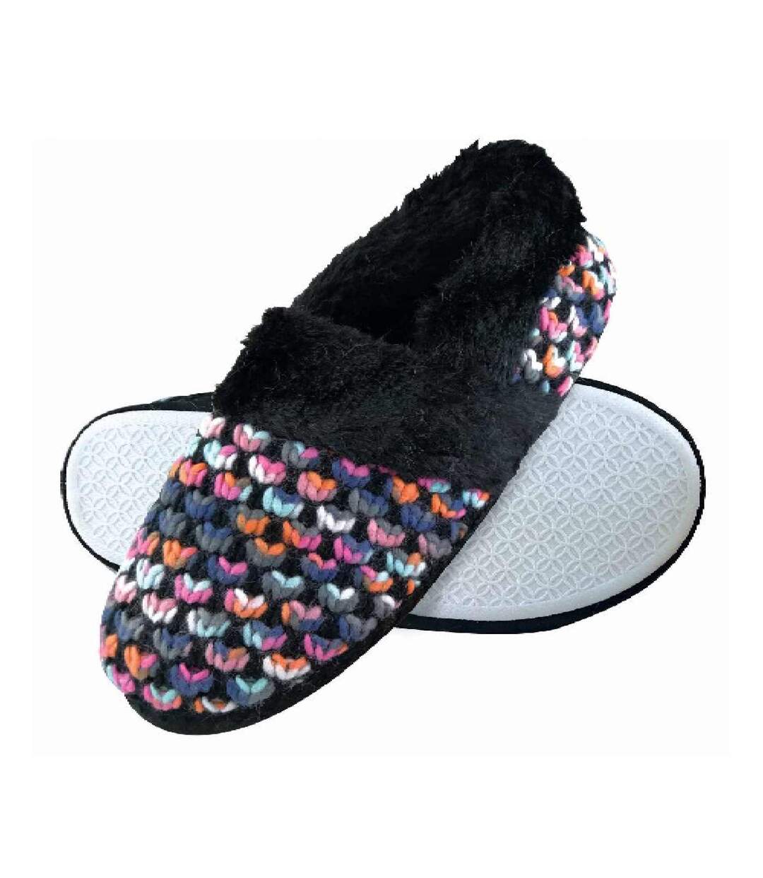 Ladies Cute Plush Winter Knitted House Slippers-1
