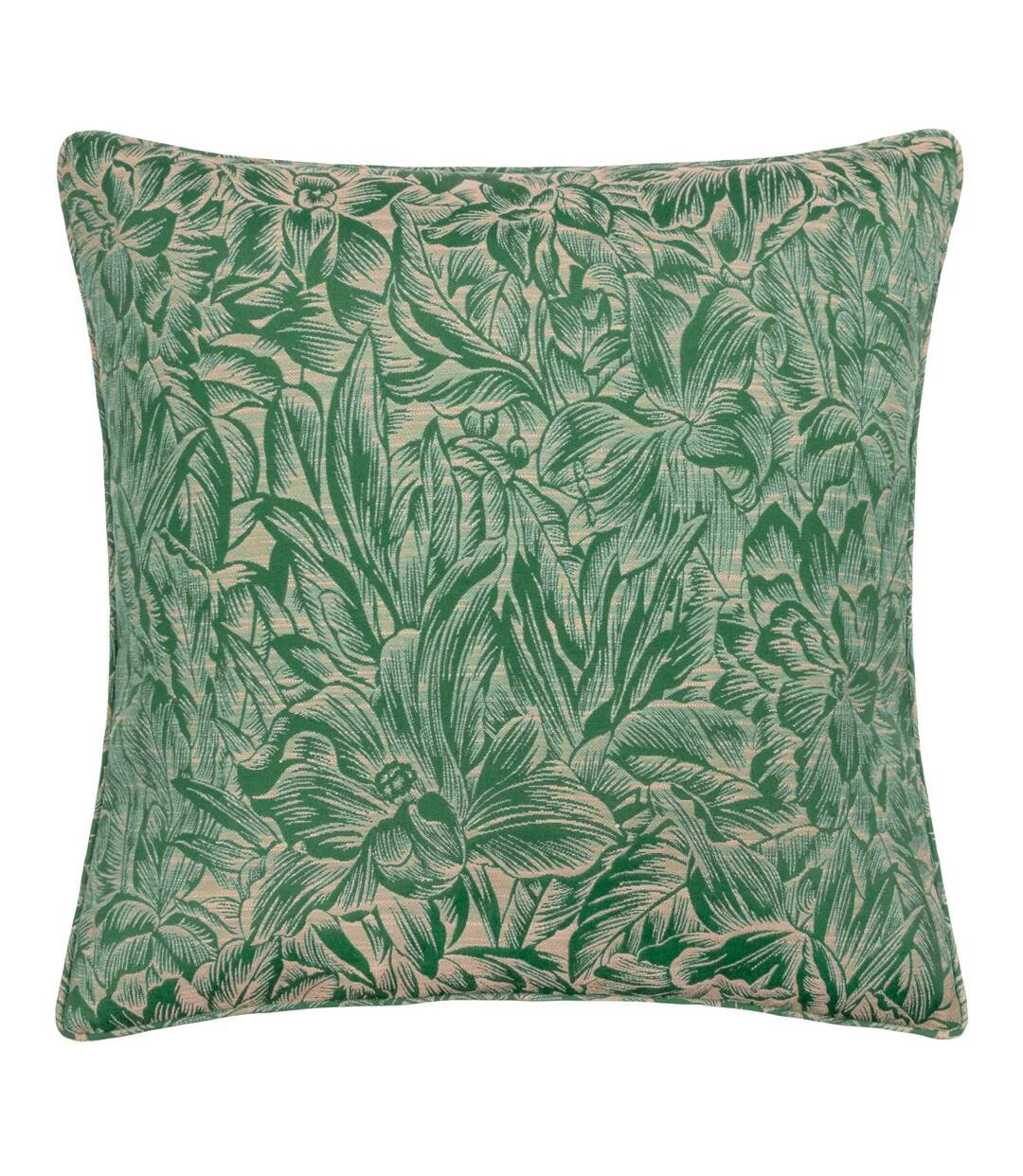 Nature grantley jacquard piped cushion cover 50cm x 50cm emerald Wylder