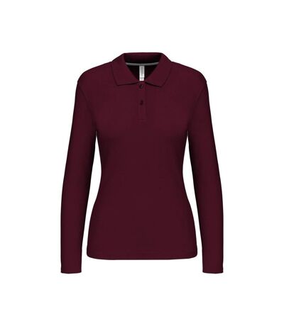 Polo manches longues - Femme - K244 - rouge vin