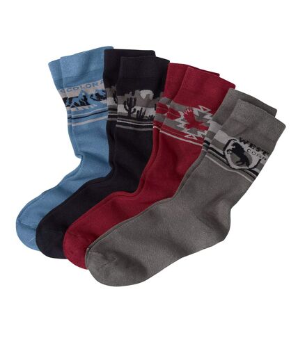 4 Paar Socken mit Jacquard-Motiv