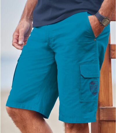 Men's Blue Microcanvas Cargo Shorts 