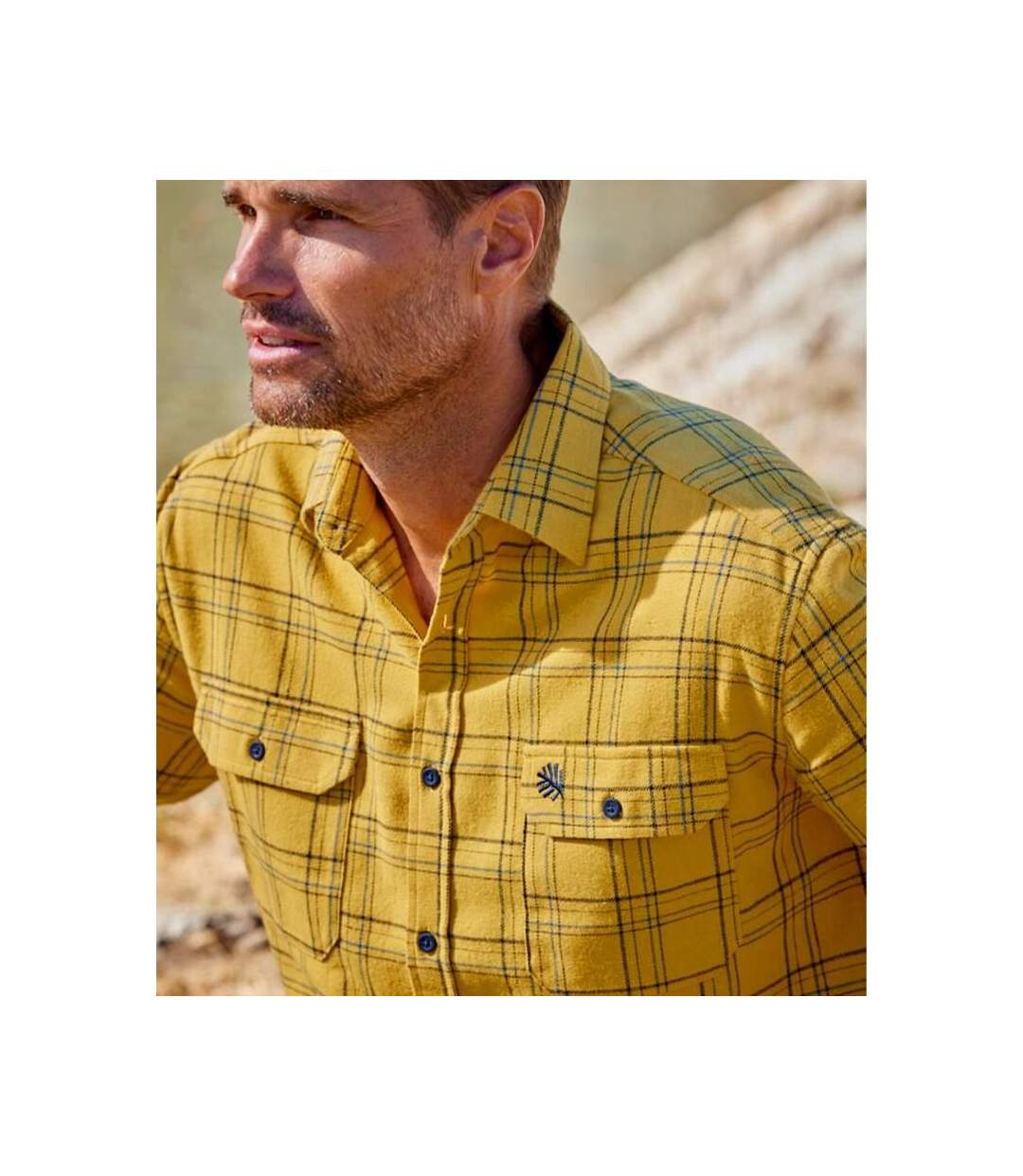 Atlas For Men Chemise en flanelle à carreaux pour hommes (Jaune) - UTAF1824-1