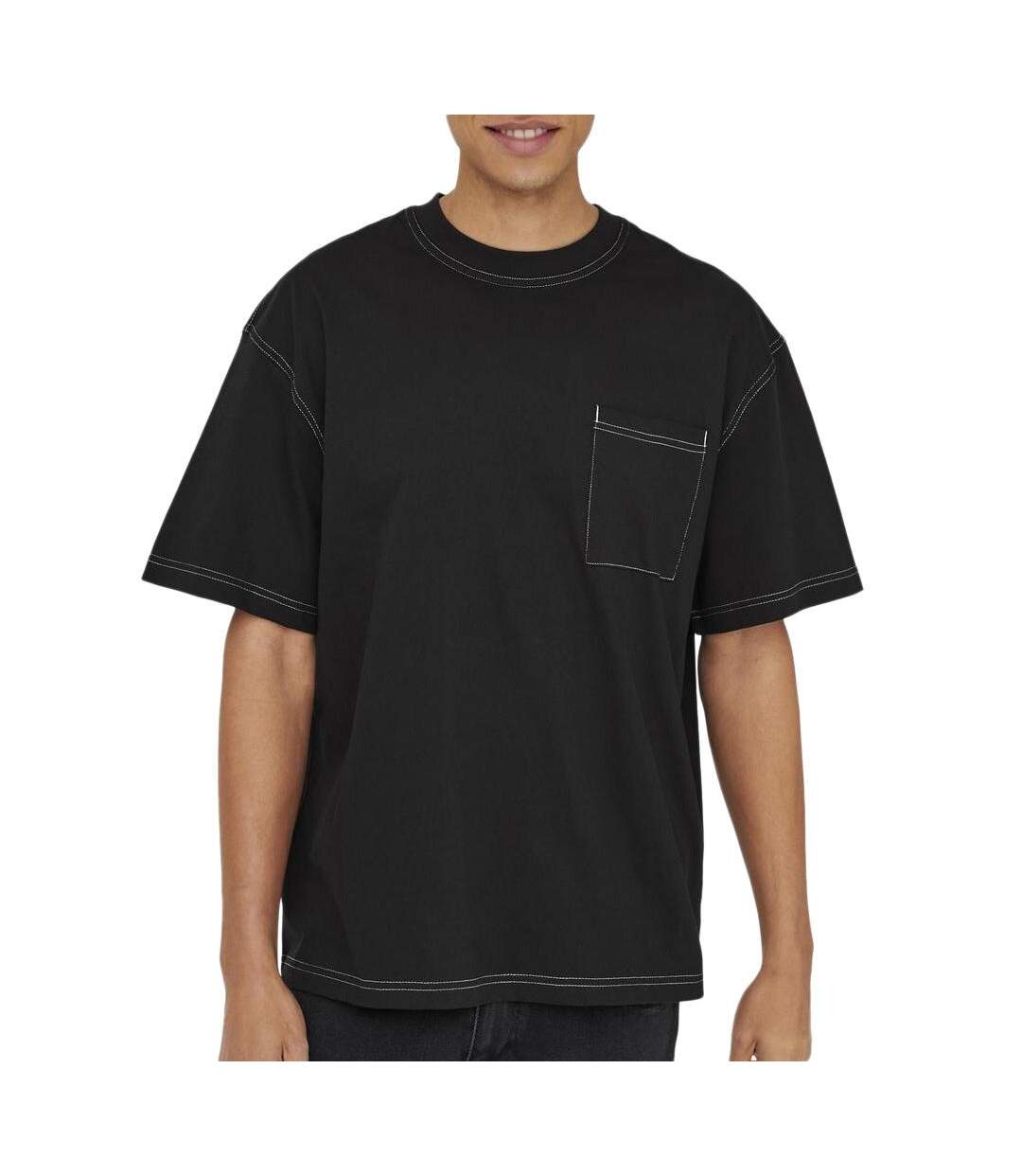 T-Shirt noir homme  only & sons larry life-1