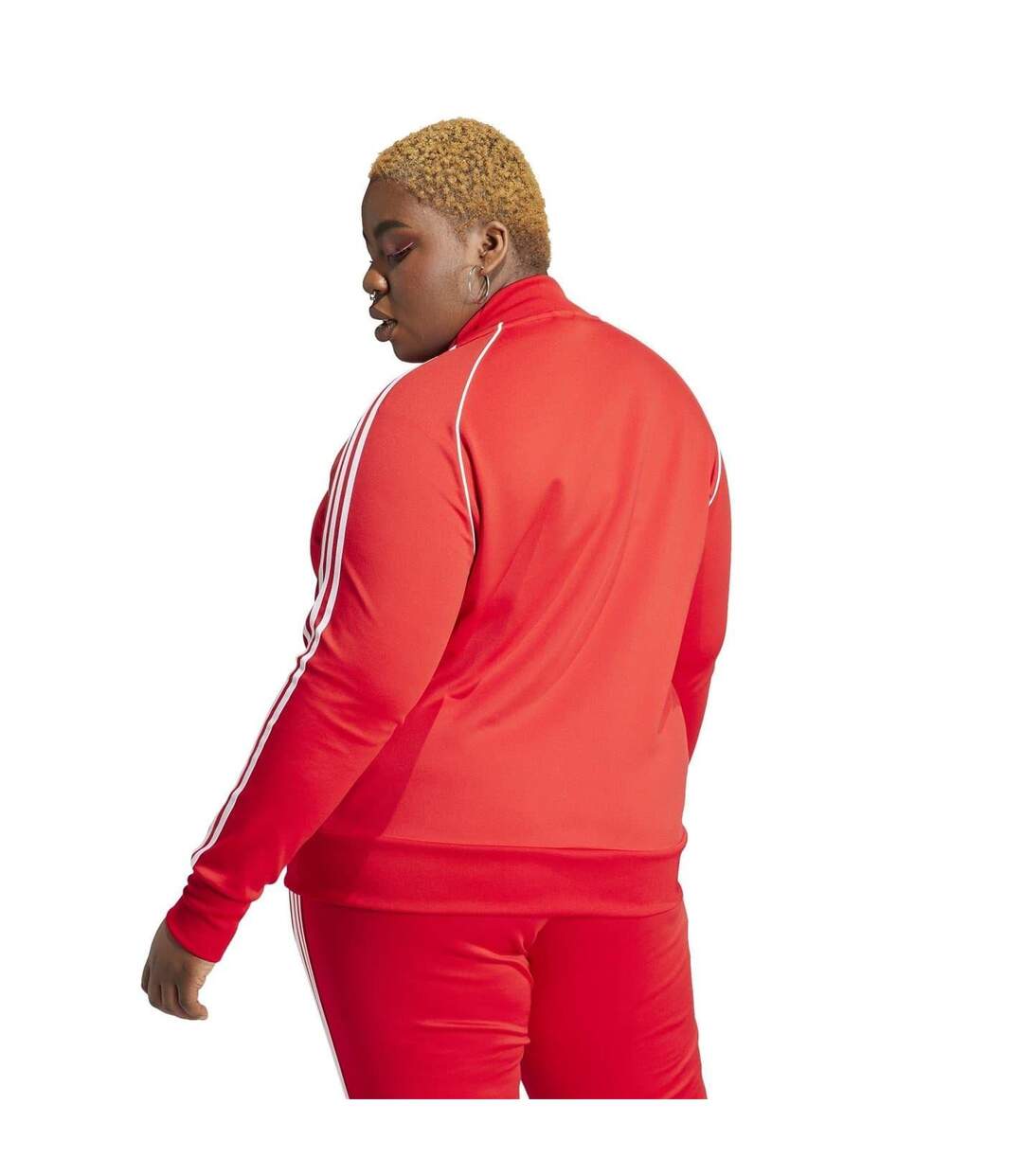 Womens/ladies 3 Stripes Track Jacket Red Adidas-3