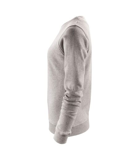 Womens/ladies Alder Crew Neck Sweatshirt Grey Melange James Harvest