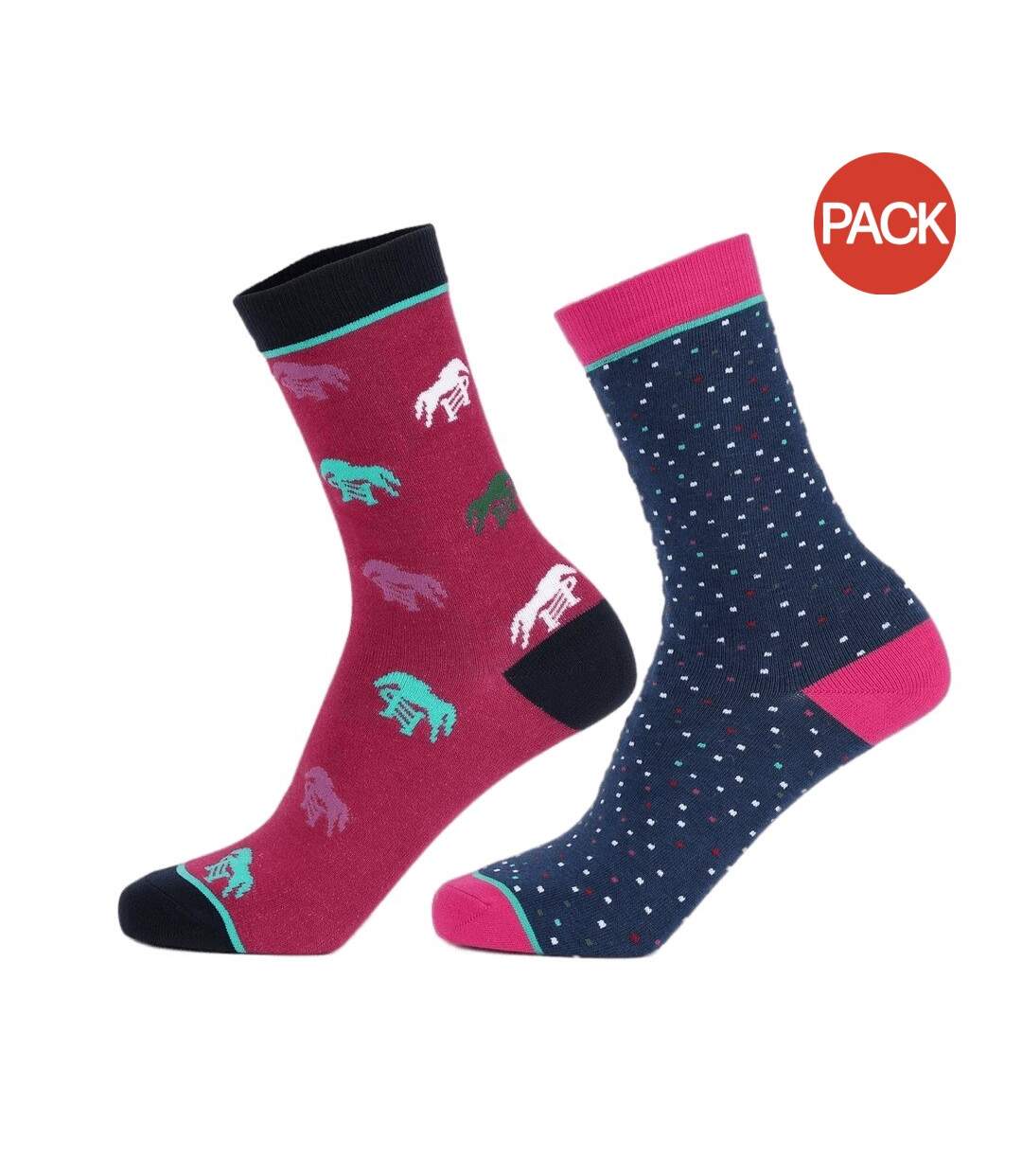 Chaussettes femme rose / bleu / noir Aubrion-1