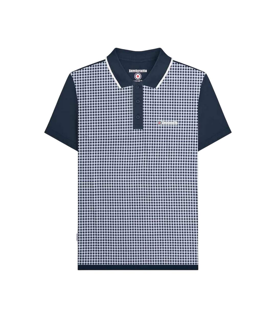 Polo Motif/style À Carreaux Homme Bleu Marine Lambretta-2