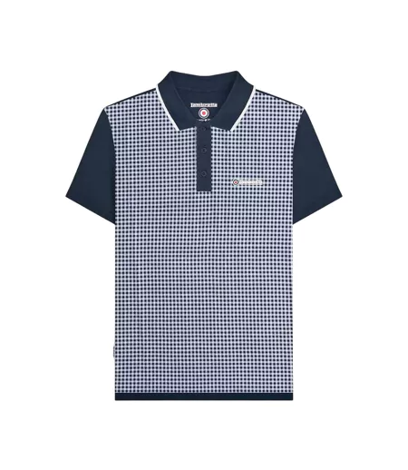 Polo Motif/style À Carreaux Homme Bleu Marine Lambretta