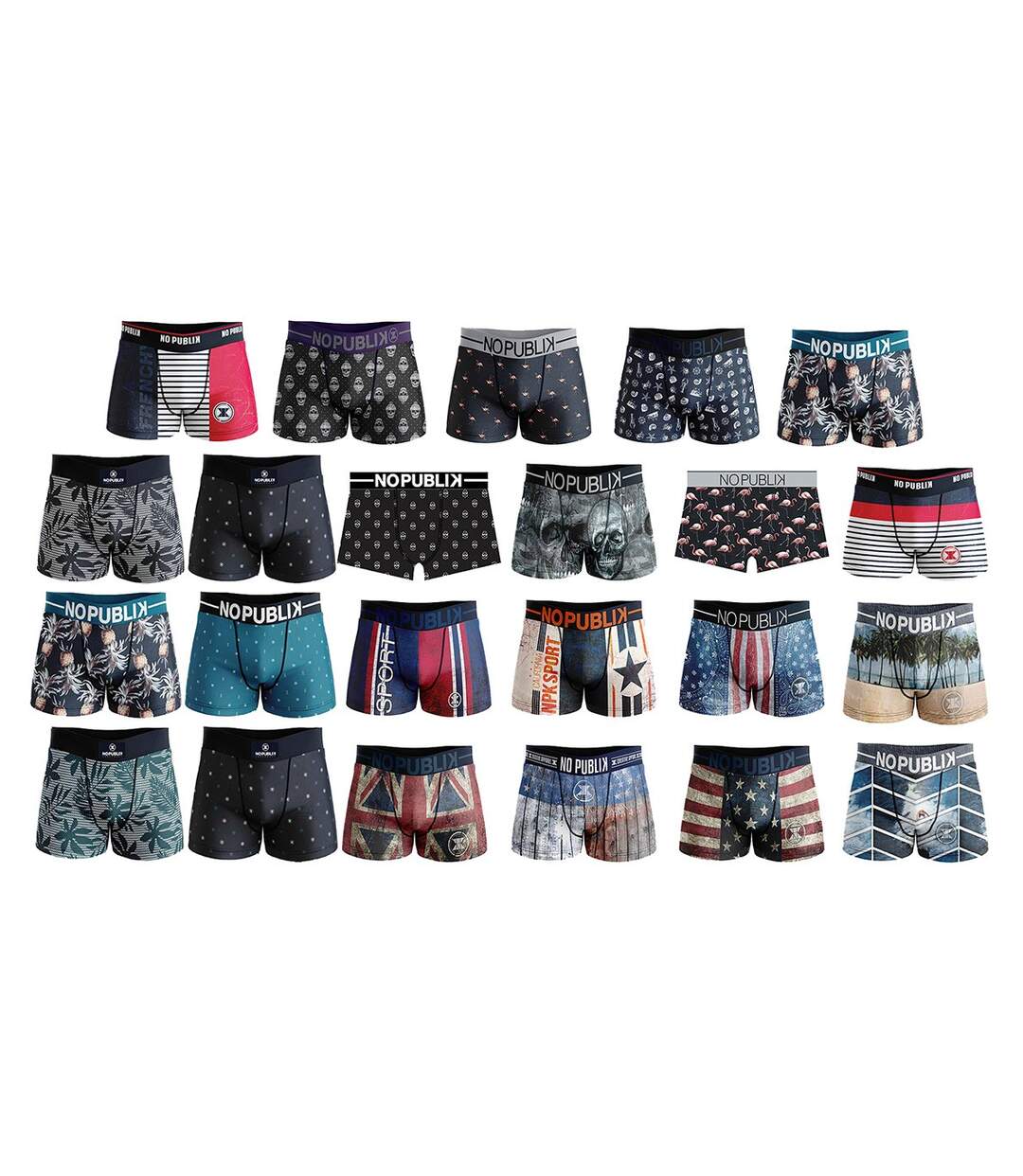 Boxer No Publik Homme Confort et Fantaisie en Microfibre -Assortiment modèles photos selon arrivages- Pack de 3 Boxers Surprise