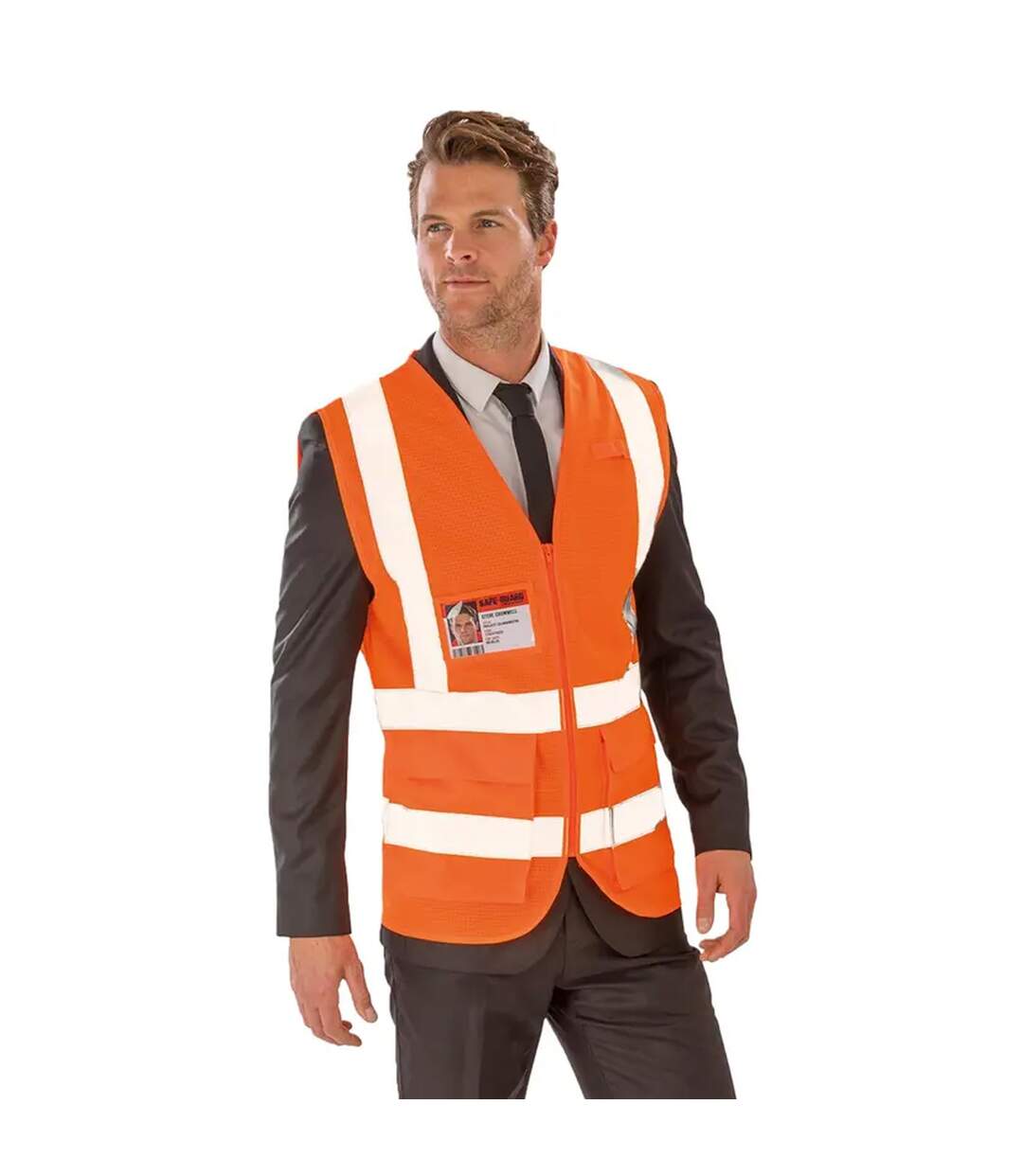 Unisex adult security vest fluorescent orange SAFE-GUARD by Result-2