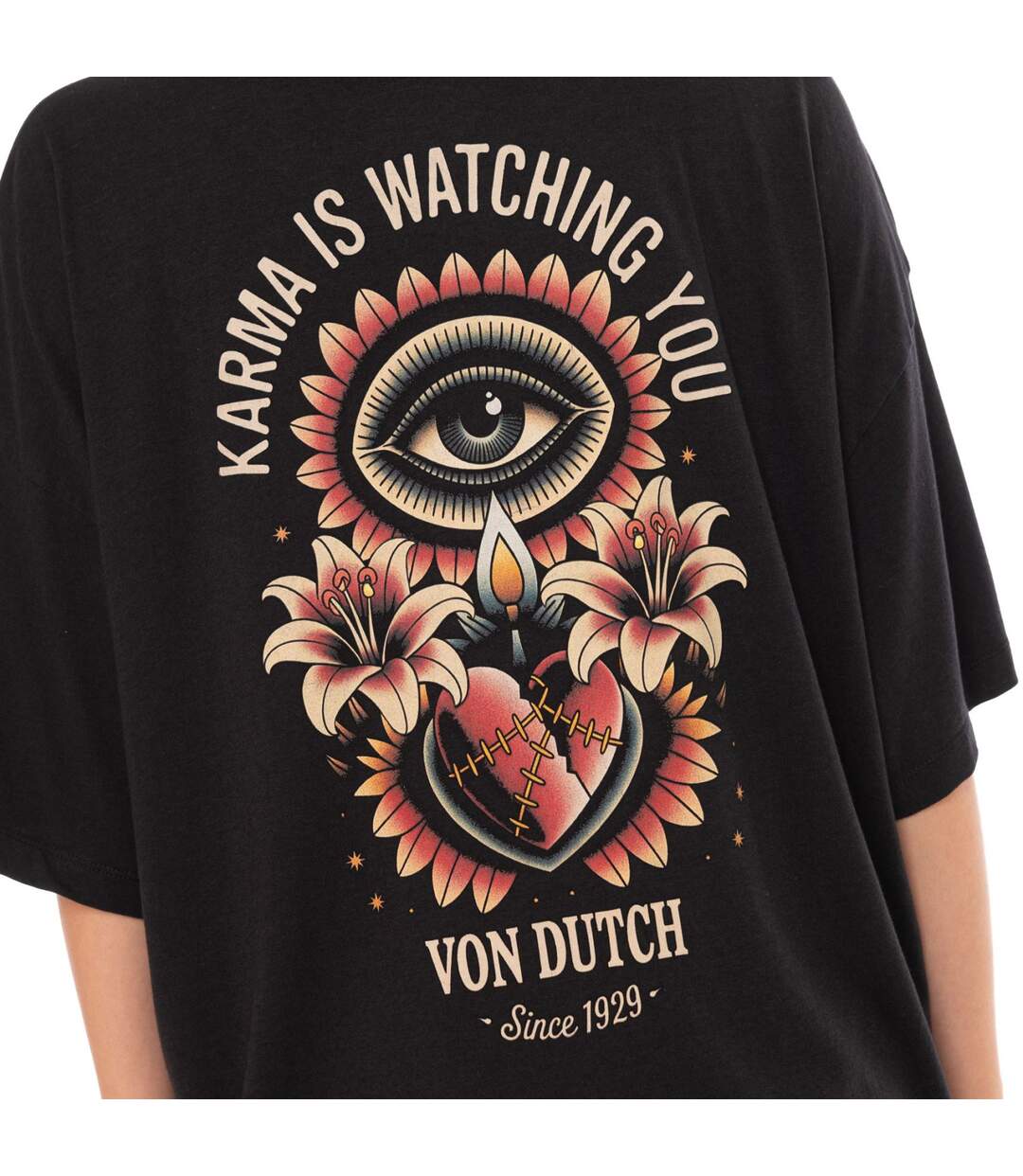 T-shirt femme col rond avec imprimé devant et dos Flower Vondutch-4