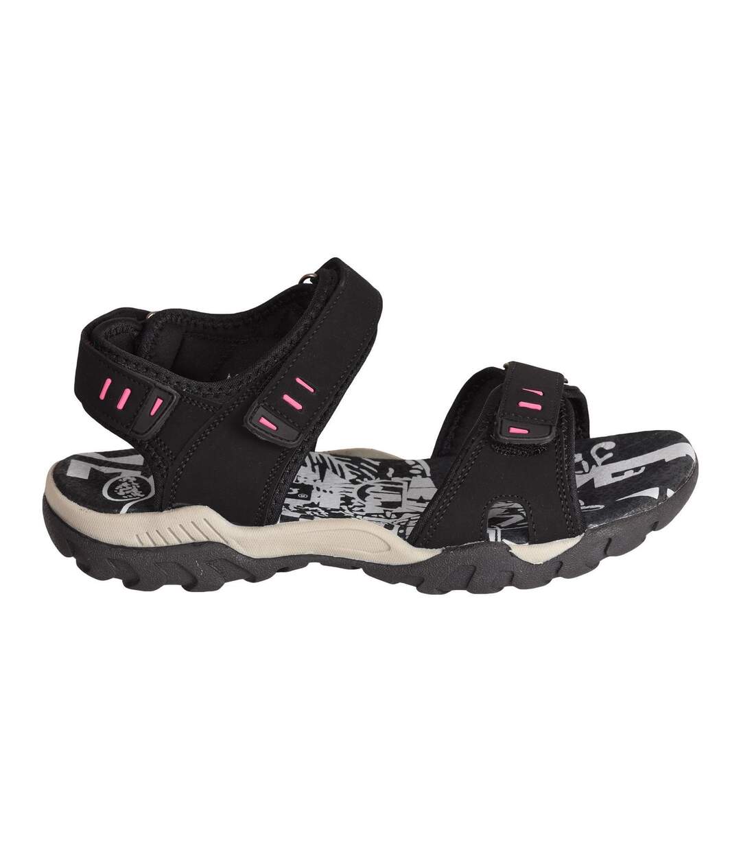 PDQ Womens/Ladies Toggle & Touch Fastening Sports Sandals (Black) - UTDF437-1