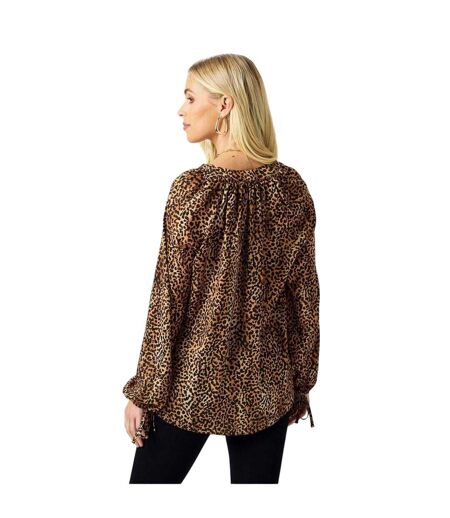 Blouse Motif/style Imprimé Léopard Femme Marron Noir Biba