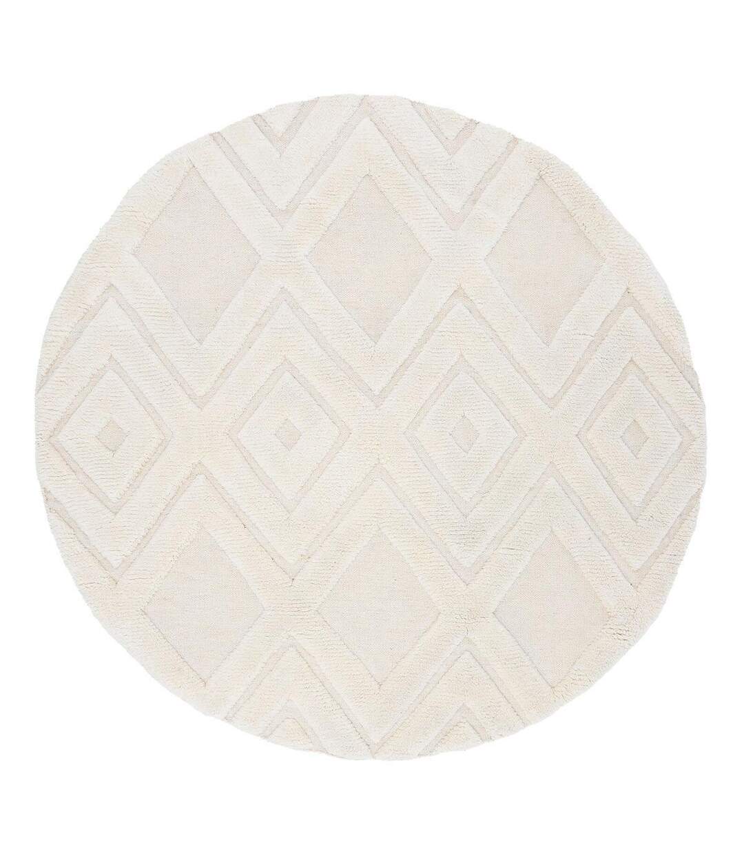 Tapis Déco Rond en Laine Dahlia 200cm Blanc-1