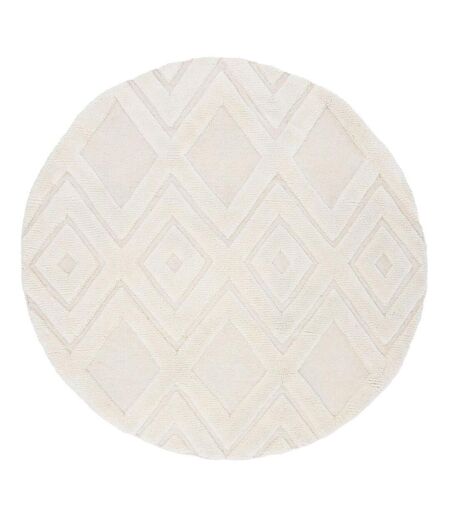 Tapis Déco Rond en Laine Dahlia 200cm Blanc