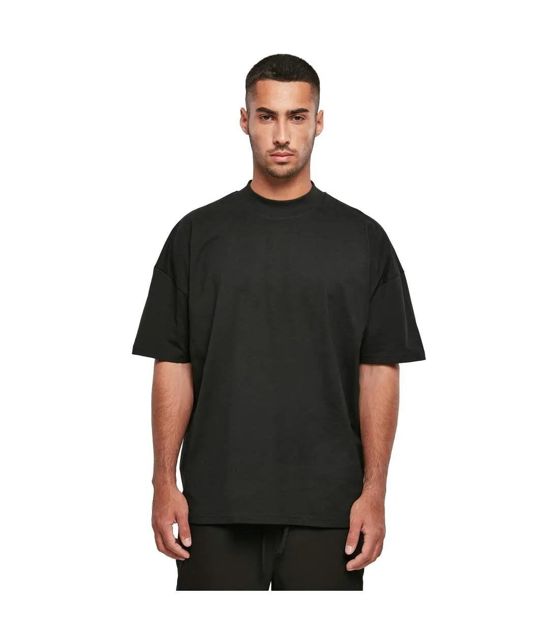 Mens Mock Neck Oversized T-shirt Black Build Your Brand-2