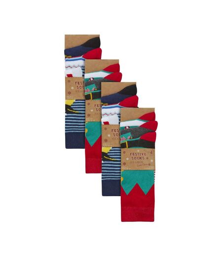 12 Pair Multipack Mens Christmas Design Socks