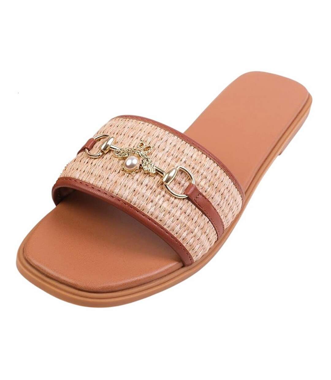 Womens/ladies Harmony Flat Slides Tan Where´s That From-4