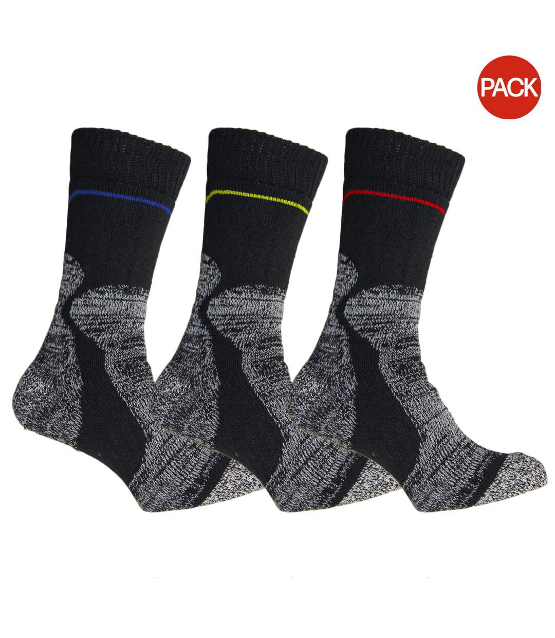 Pack of 3  Mens heavy duty fusion power work socks  black Simply Essentials-1