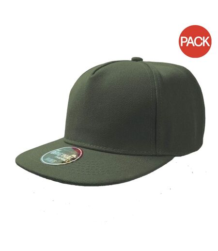 Lot de 2  casquettes visière plate adulte olive Atlantis